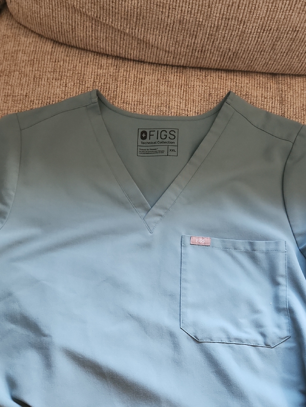 FIGS Men's V-Neck Top in Light Blue